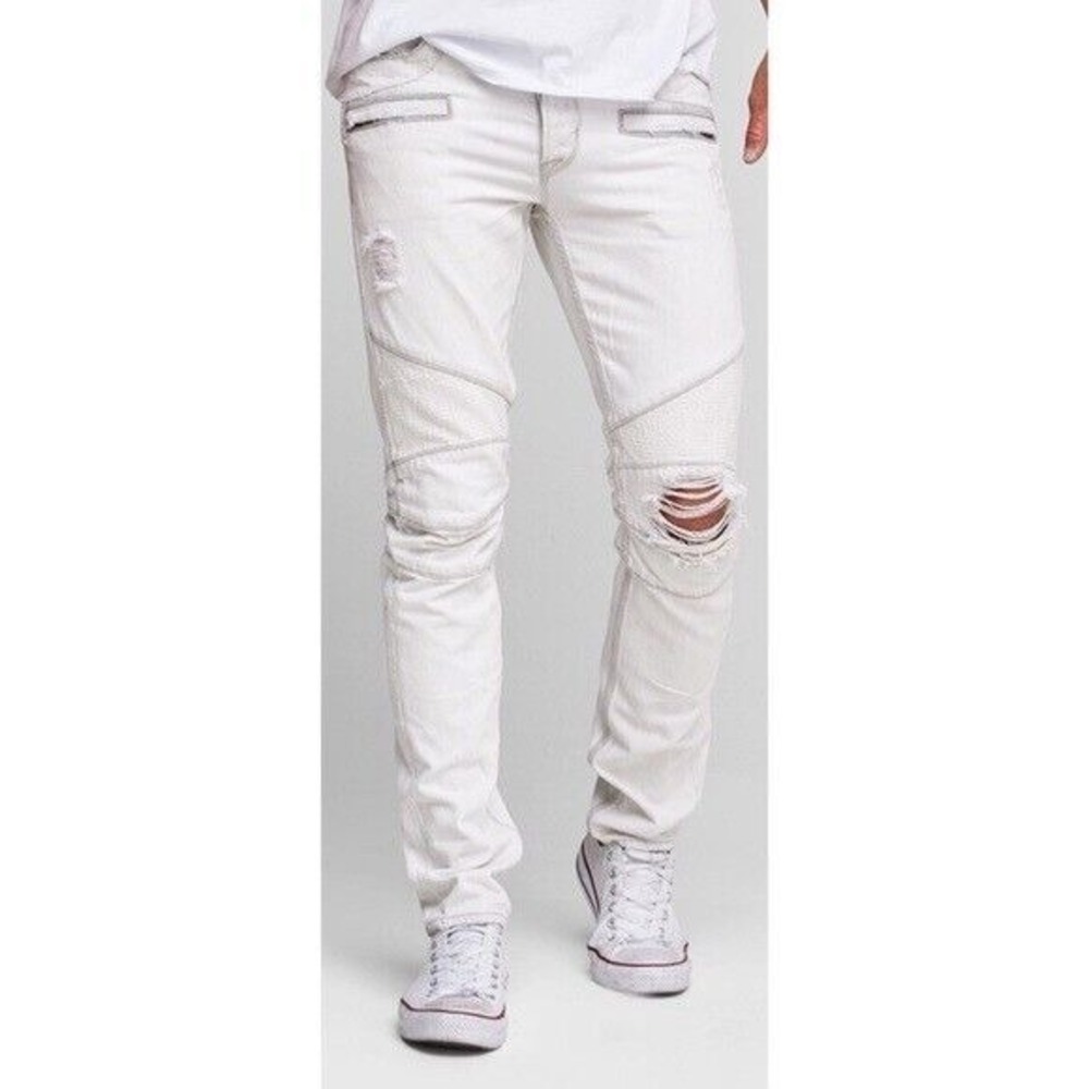 Hudson Men's Blinder Biker Skinny Fit Moto Jeans White‎ Size 30 nwt $275